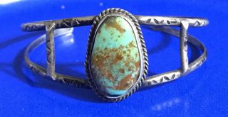 Vtg Native American 925 Sterling Silver Turquoise Cuff Bracelet Royston
