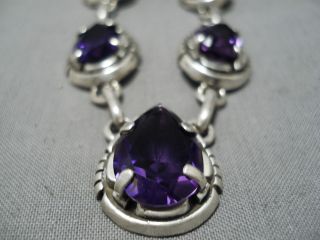 IMPORTANT VINTAGE NAVAJO RUSELL SAM STERLING SILVER AMETHYST NECKLACE 2