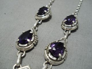 IMPORTANT VINTAGE NAVAJO RUSELL SAM STERLING SILVER AMETHYST NECKLACE 4