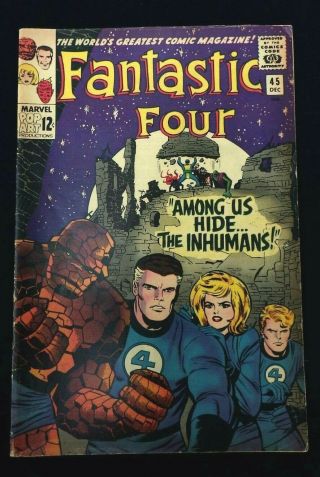 Vintage Marvel Comic,  Fantastic Four 45; 1st Appearance Of The Inhumans