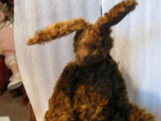 Rabbit Artist Made Chocolate Brown 18 " Curly Hair Jointed Basket 1994 Pristine