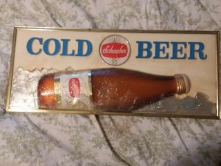 Vintage F & M Schaefer Brewing Co.  Cold Beer Rare 3d Sign 1960’s Euc Man Cave