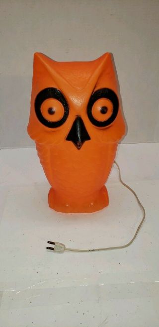 Vintage Owl Light - up Blow Mold Halloween Tico Toys 1972 Orange 14 