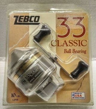Vintage Zebco 33 Classic Ball Bearing Fishing Reel Made In Usa - Nip