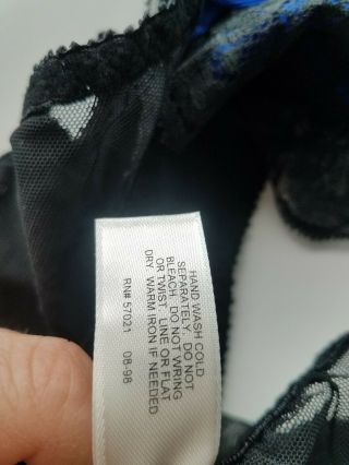 36DD L 90s Vintage Victoria Secret Bra High Waist Panty Set Lace Mesh Black Blue 6
