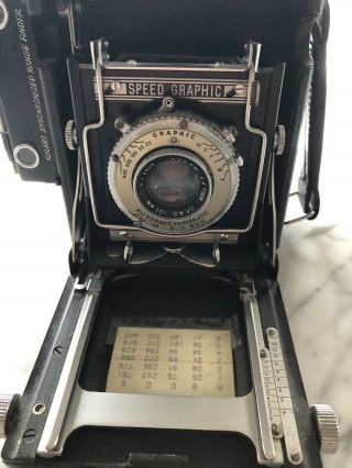 Vintage Speed Graphic Folding Camera W/ Kodak 101mm Ektar Lens