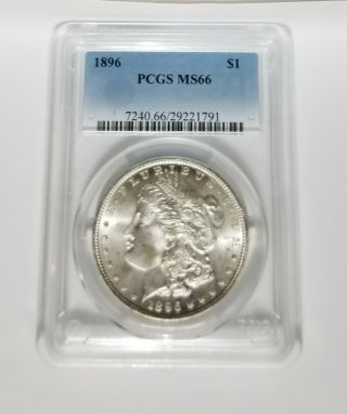 1896 - P Ms66 Morgan Silver Dollar $1 Pcgs Rare Bright White No Toning