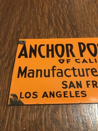 Vintage Porcelain Anchor Post Fence Co.  California Metal Sign - 3