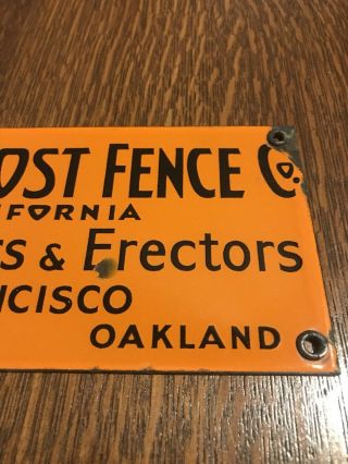 Vintage Porcelain Anchor Post Fence Co.  California Metal Sign - 4