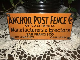 Vintage Porcelain Anchor Post Fence Co.  California Metal Sign - 6