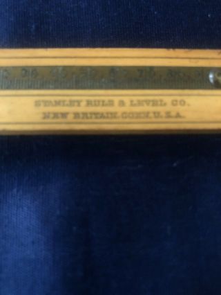 Vintage Stanley Rule & Level Co.  Britian CONN USA Brass/Wood Sliding Caliper 2