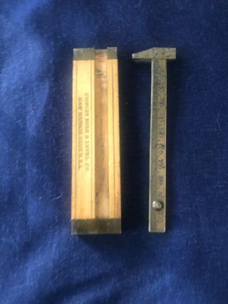 Vintage Stanley Rule & Level Co.  Britian CONN USA Brass/Wood Sliding Caliper 4