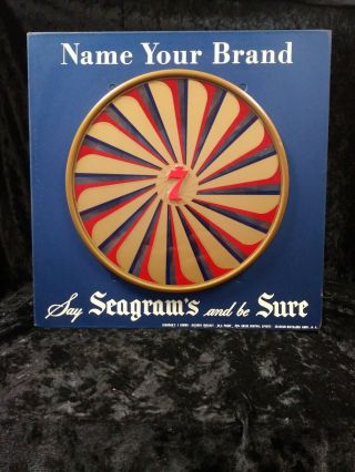 Vintage Seagrams Whiskey Motion Kaleidoscope Lite Up Advertising Pinwheel Sign