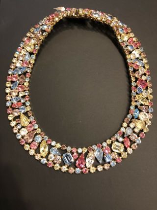 Vintage Cristobal London Multicolored Swarovski Crystal Bib Necklace Set