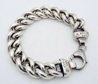 Vintage Ac Italy Thick Chain Link 7.  5 " Bracelet In Sterling Silver