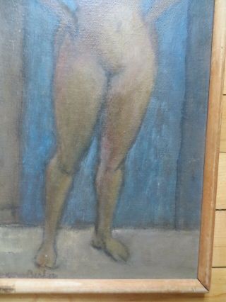Vintage Female Frontal Nude Painting by Listed Artist Marjorie Bishop Ash Can 3