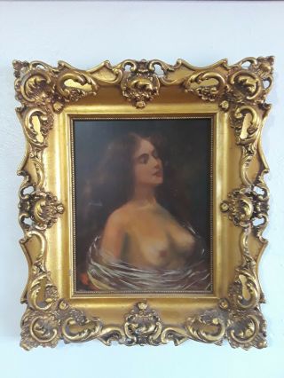 Vintage Oil Painting Of Nude Woman Oil On Wood Panel Antique 1756 York