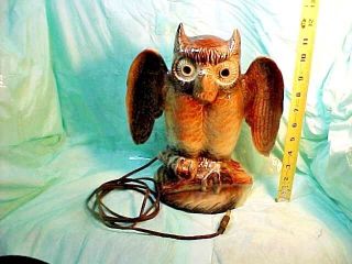 VINTAGE GREAT HORNED OWL TV LAMP TEXANS INC CERAMIC BANGS TEXAS CIRCA 1950s60s 2