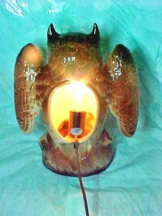 VINTAGE GREAT HORNED OWL TV LAMP TEXANS INC CERAMIC BANGS TEXAS CIRCA 1950s60s 6