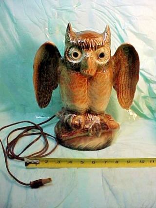 VINTAGE GREAT HORNED OWL TV LAMP TEXANS INC CERAMIC BANGS TEXAS CIRCA 1950s60s 7