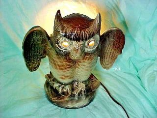 VINTAGE GREAT HORNED OWL TV LAMP TEXANS INC CERAMIC BANGS TEXAS CIRCA 1950s60s 8