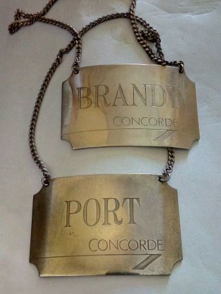 Solid Silver Iconic Concorde Decanter Wine Labels Hallmarked 1986 Port & Brandy