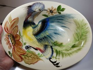 Vintage Bauer Ring Monterey Serving Bowl Mexican Tonala Art Pottery Galan Bird 1