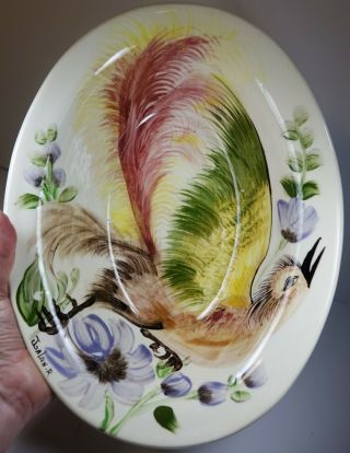 Vintage Bauer Ring Monterey Serving Bowl Mexican Tonala Art Pottery Galan Bird 3