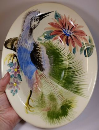 Vintage Bauer Ring Monterey Serving Bowl Mexican Tonala Art Pottery Galan Bird 4
