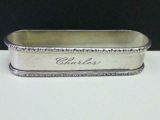 Vintage Lunt Sterling Silver Napkin Ring Engraved Charles
