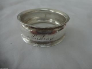English Sterling Napkin Ring Engraved Name Of Audrey,  Chester 1896,  3/8 " X 1 5/8