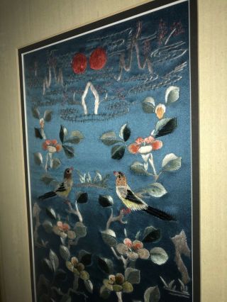 Vintage Pretty Framed Chinese Embroidered Silk Panel 7