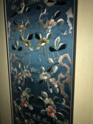 Vintage Pretty Framed Chinese Embroidered Silk Panel 8