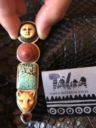 Tabra Vintage Pin/pendant Sterling Resin Turquoise Shell Garnet.