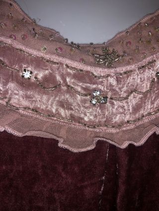 NWT Papillon Vintage Style Dress Dusty Rose Pink Crushed Velvet Sequin Stones L 3