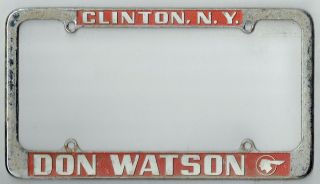 Rare Clinton York Don Watson Pontiac Vintage Gm Dealer License Plate Frame