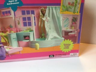 Barbie Folding House Playset Cafe Bed Bathtub Folds Up Vintage 7