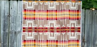 Vintage Pendleton Usa Beaver State Wool Indian Friendship Chief Blanket 64 X 80