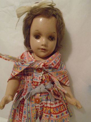 Vintage 1940s 14 " R&b Debu Teen Doll Litho Sleep Eyes A/o Costume - Debuteen