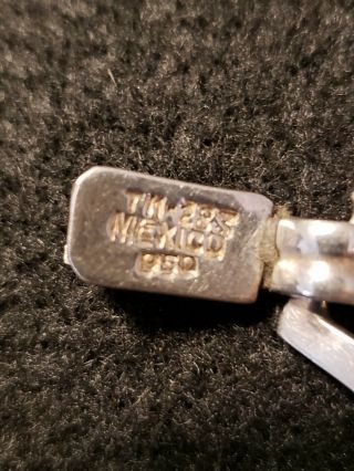 Vintage Taxco TM - 283 950 Silver Necklace Earring Set Malachite Modernist Collar 5
