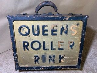 Vintage Queens Roller Rink Skates Wooden Wheels Mens Sz 7 W/wooden Box
