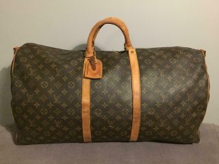 Vintage Louis Vuitton Monogram Keepall Bag Bandouliere 60 Boston Travel