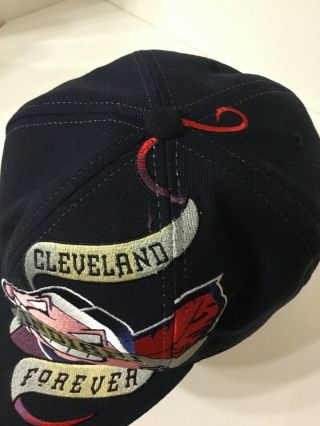 Rare VTG Cleveland Indians Hat Baseball BIG LOGO Chief Wahoo Fitted 7 5/8 Cap 3