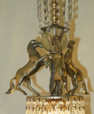 Horse Chandelier Stallion Swag Lamp Glass brass bronze Vintage Fountain BARN 5