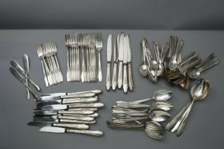 110pc Wm Rogers Gardenia Silverplate Flatware Crafts Or Use Mostly Teaspoons