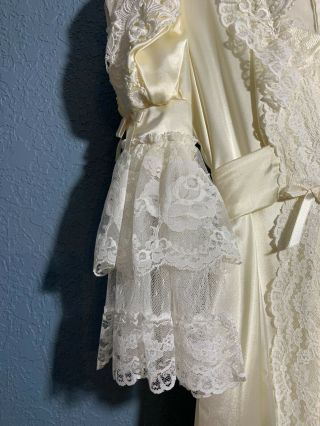 Vintage Loralie Originals gown lace ivory satin sz 3/4 Victorian wedding 4