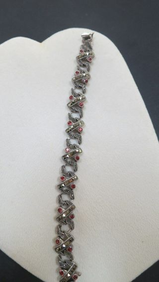 Judith Jack Vintage Bracelet In Sterling Silver With Marcasite & Garnets