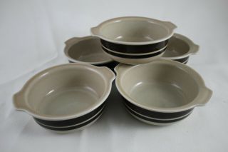 5 Arabia Finland Ruija Lugged Cereal Soup Bowls Handles Troubadour Stripes Vtg