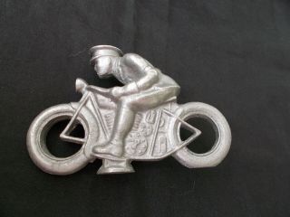 Vintage Car Motorcycle Mascot Military Dispach Rider 1920s Metal Motorbike Model