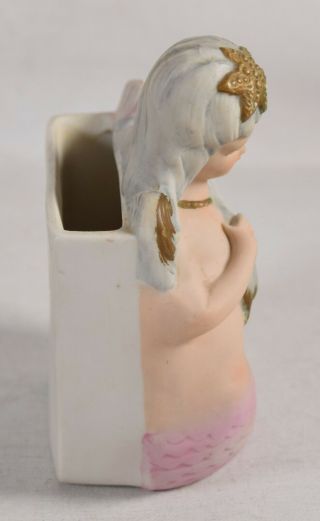 Vintage Lefton Ceramic Wall Plaque Standing Planter Figurine Mermaid 2